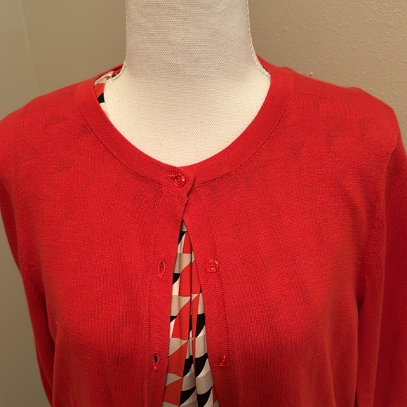 LOFT Coral Cardigan Sweater 3/4 sleeve Large - Picture 2 of 5